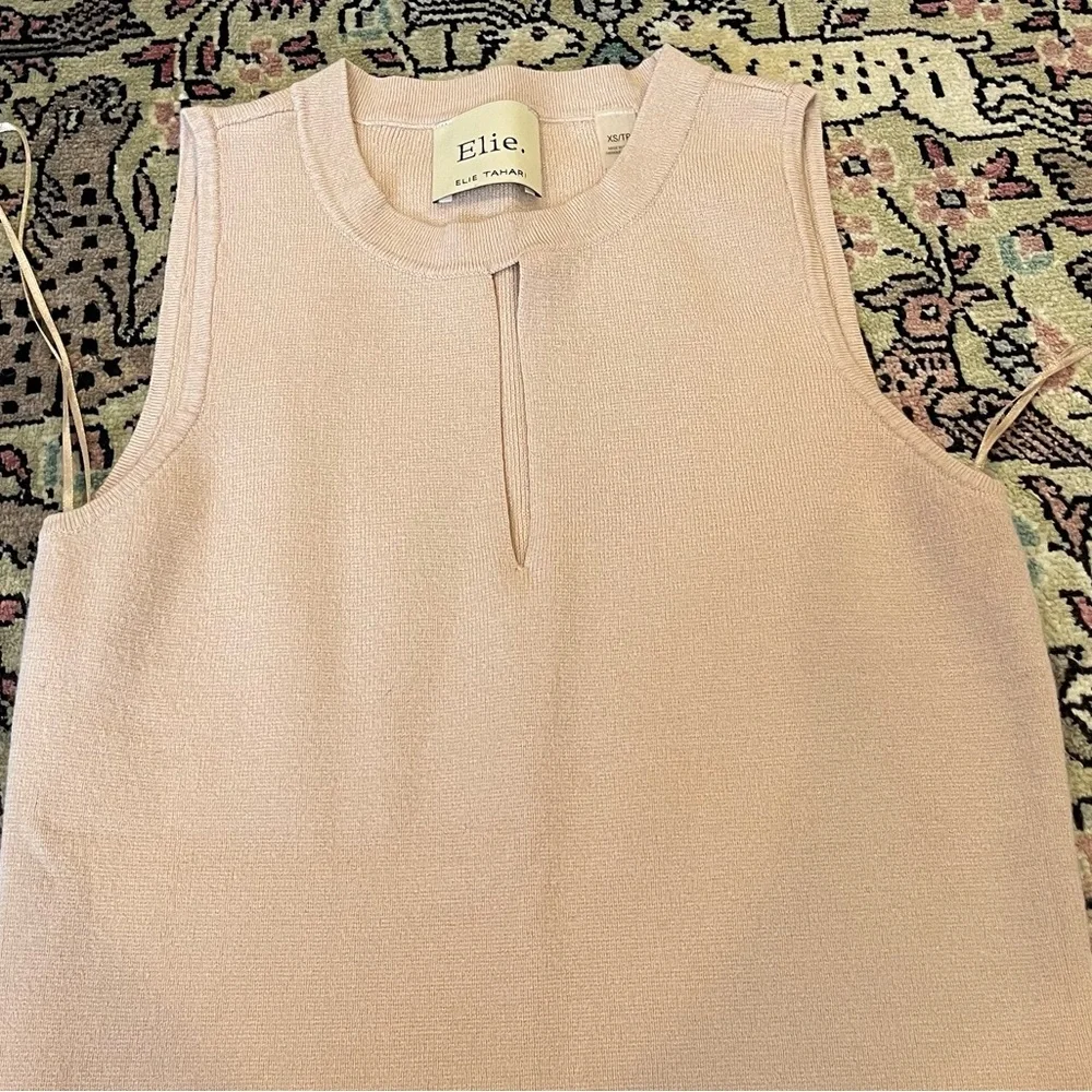 Ellie Tahari Tan Front Slit Tank Top Size XS - Picture 5 of 7